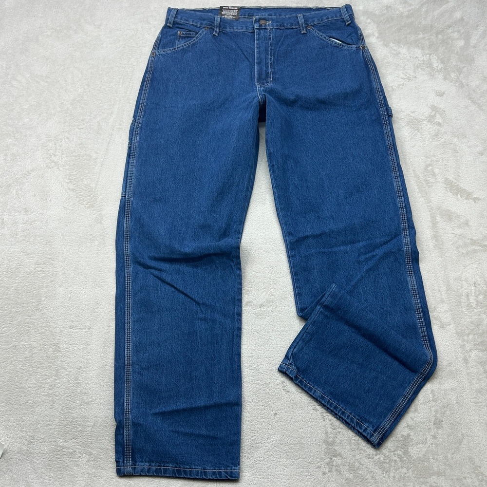 Dickies Carpenter Jeans Mens 36x32 Blue Relaxed Fit Triple Stitched 19294SNB